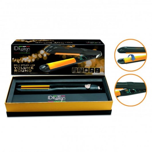 Fer à lisser professionnel rond en céramique, Design italien Gold Styler Volume