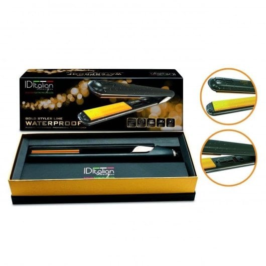 Keramik-Glätteisen Italian Design Gold Styler Waterproof 230ºC Temperaturregelung Ionen Schwarz Gold