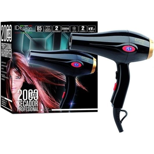 Professioneller Föhn Italian Design GTI 2000W 3 Temperaturstufen 2 Geschwindigkeiten LCD Zubehör