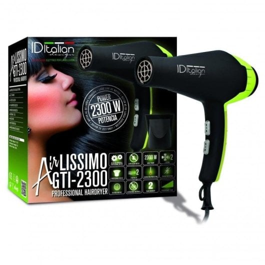 Phon Professionale Italian Design GTI Airlissimo 2300W 2 Temperature 2 Velocità Silenzioso Verde/Nero
