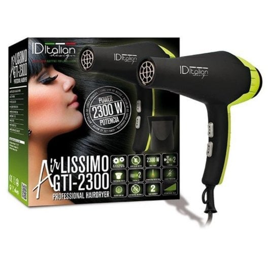 Phon Professionale Italian Design GTI Airlissimo 2300W 2 Temperature 2 Velocità Silenzioso Verde/Nero