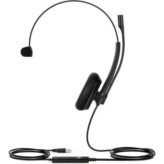 Auriculares Yealink UH34 Lite com fio USB para escritório e call center com Cancelamento de Ruído, microfone e controlo em cabo, preto