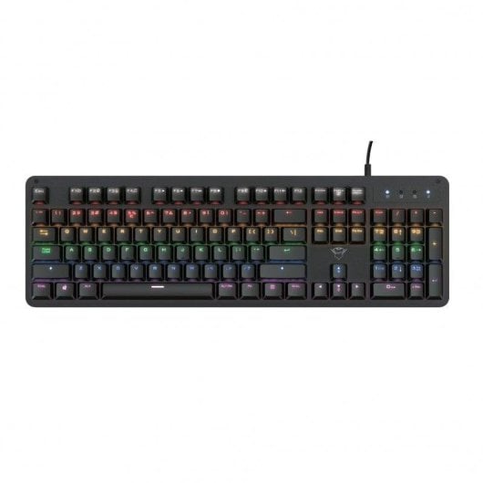 Teclado Trust GXT 1863 Thaz mecânico RGB com switches vermelhos e iluminação arco-íris