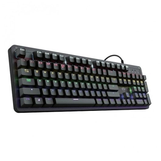 Teclado Trust GXT 1863 Thaz mecânico RGB com switches vermelhos e iluminação arco-íris