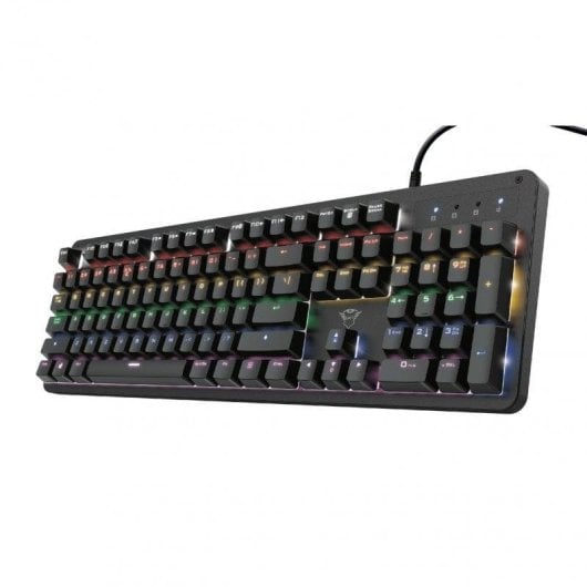 Teclado Trust GXT 1863 Thaz mecânico RGB com switches vermelhos e iluminação arco-íris