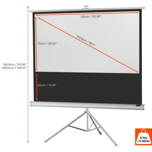 Celexon Economy Pantalla de proyección con Trípode 133x75cm Blanca