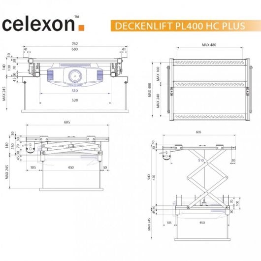 Celexon PL400 HC Plus Soporte Elevador para Proyector