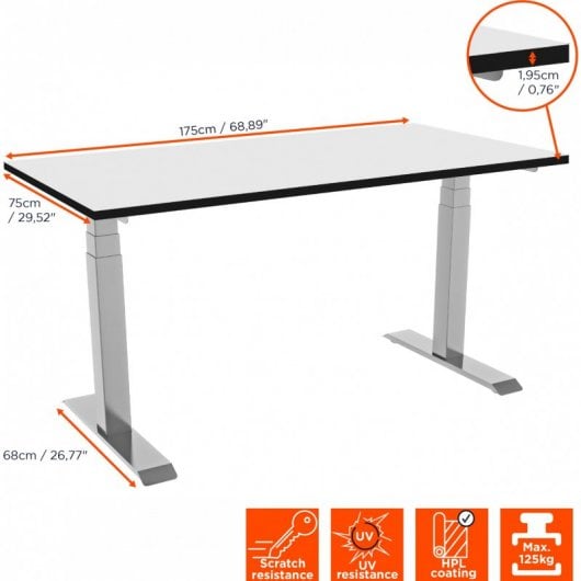 Celexon eAdjust-58123 Escritorio Eléctrico Regulable 175x75cm Blanco