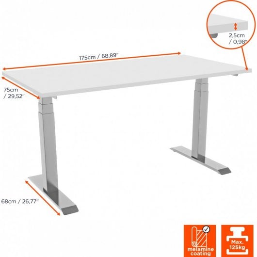 Celexon Professional eAdjust-58123 Escritorio Eléctrico Elevable Regulable 175x75cm Blanco