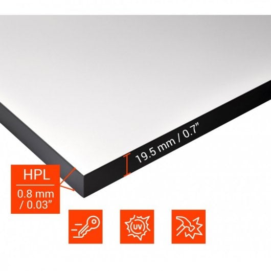 Celexon HPL Tabla de Mesa 150x75cm Blanca
