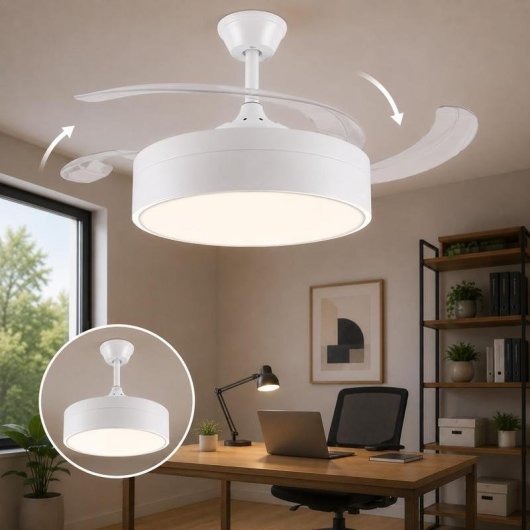 Mimotec Messe White Ventilador de Techo LED 72W con Luz CCT Regulable e Intensidad, Motor DC Ultrasilencioso, 6 Velocidades