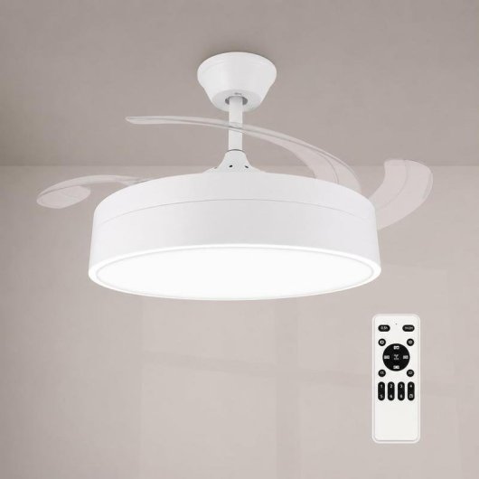 Mimotec Messe White Ventilador de Techo LED 72W con Luz CCT Regulable e Intensidad, Motor DC Ultrasilencioso, 6 Velocidades