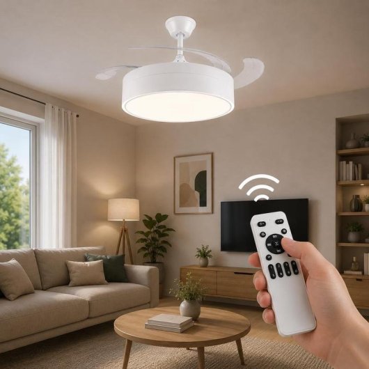 Mimotec Messe White Ventilador de Techo LED 72W con Luz CCT Regulable e Intensidad, Motor DC Ultrasilencioso, 6 Velocidades