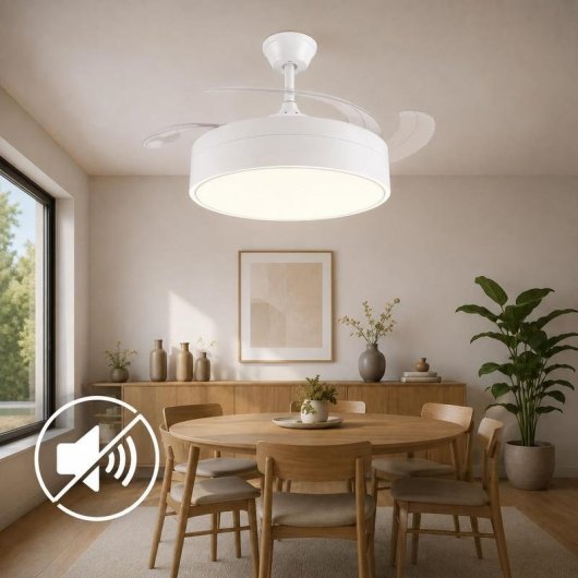 Mimotec Messe White Ventilador de Techo LED 72W con Luz CCT Regulable e Intensidad, Motor DC Ultrasilencioso, 6 Velocidades