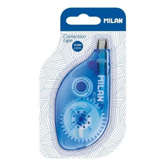 Milan Correction Tape Caja de 12 Correctores de Escritura en Cinta 5mmx8m Azul