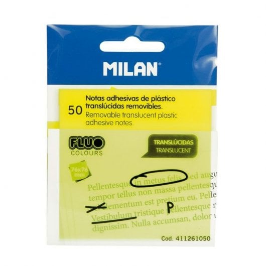Milan boîte de 18 blocs-notes adhésifs translucides 7,6x7,6 cm jaune