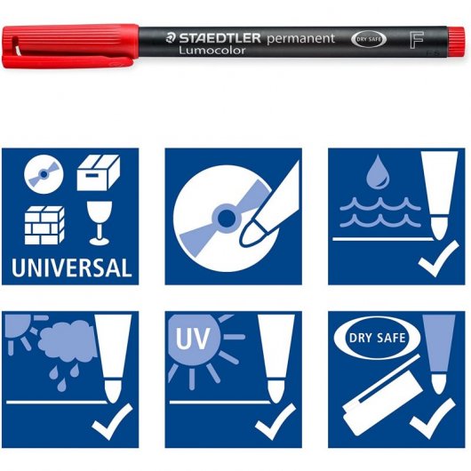 Staedtler Lumocolor 318-2 Caja 10 Rotuladores Permanentes 0.6mm Rojo
