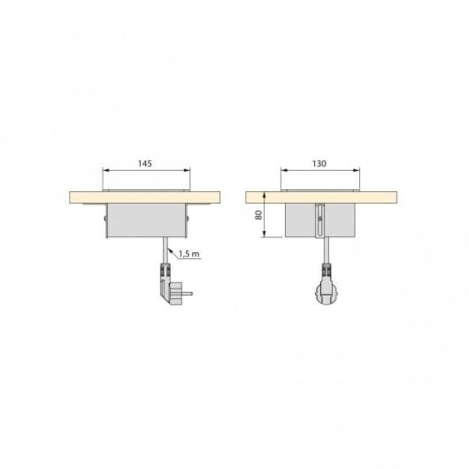 Multiprise Emuca Atom 1 Prise 2 USB 1 HDMI Montage Encastré avec Couvercle Noir