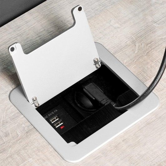 Multiprise Emuca Atom 1 Prise 2 USB-A HDMI Montage Encastrable Gris