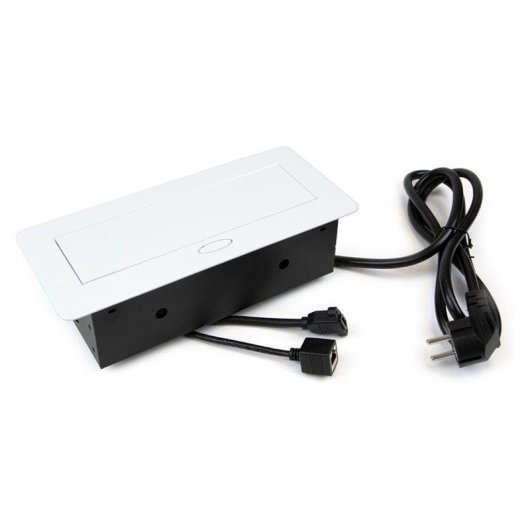 Emuca Enchufe Empotrable de Mesa Multiconector 265x120mm Blanco