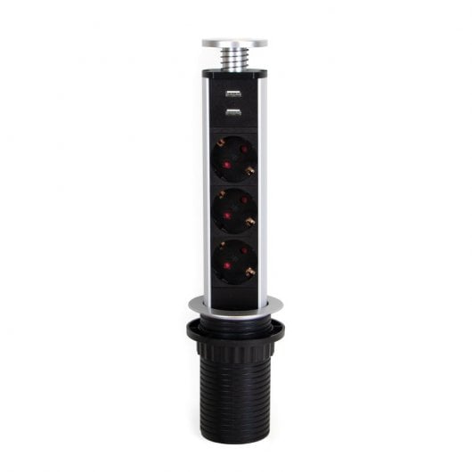 Emuca Regleta Empotrable 3 Tomas Schuko + 2 Puertos USB 1.8m