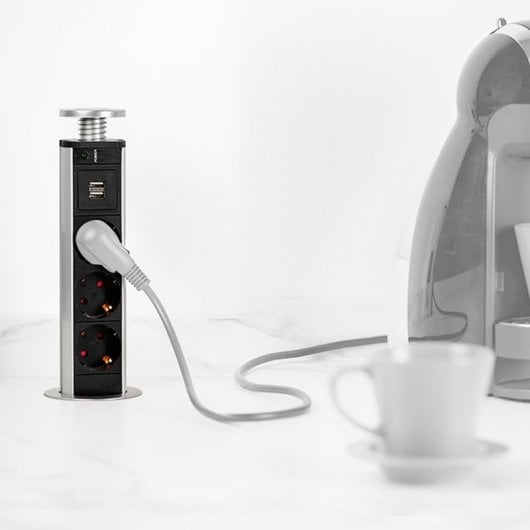 Emuca Regleta Empotrable 3 Tomas Schuko + 2 Puertos USB 1.8m