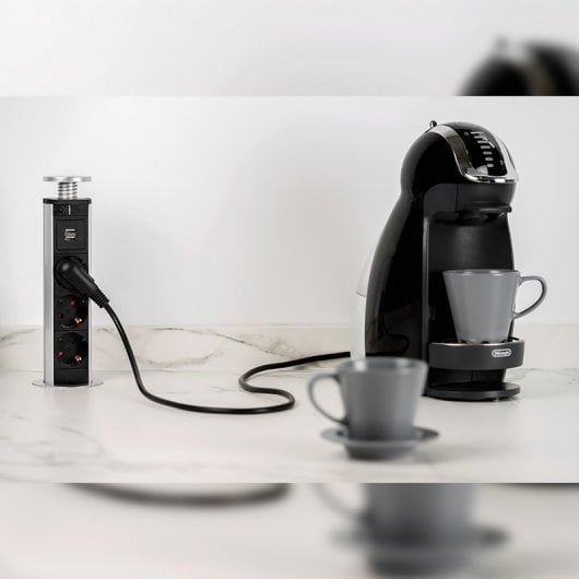 Emuca Regleta Empotrable 3 Tomas Schuko + 2 Puertos USB 1.8m