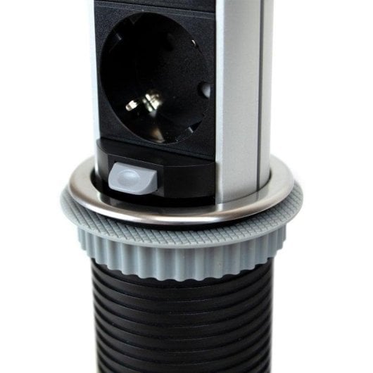 Emuca Vertikal Push60 Regleta Empotrable Retráctil 2 Tomas Schuko + 2 Puertos USB 1.5m