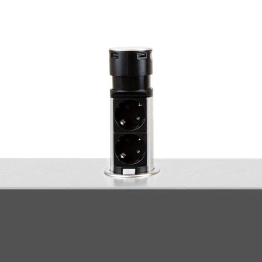 Emuca Vertikal Push60 Regleta Empotrable Retráctil 2 Tomas Schuko + 2 Puertos USB 1.5m