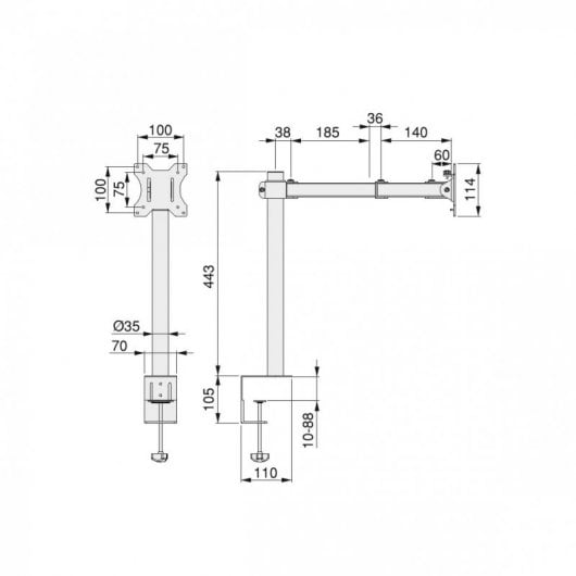 Emuca Soporte Doble Brazo para Monitores  13-32" VESA 100x100 Máx 8Kg