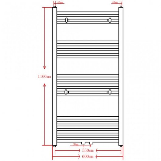 VidaXL Toallero Calefactor 600x1160mm Negro