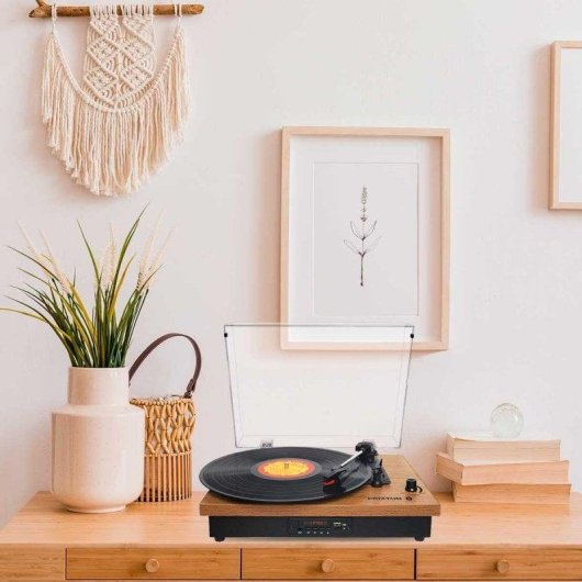 Platenspeler Prixton Studio TS420 10W Bluetooth USB SD Riemaandrijving Hout