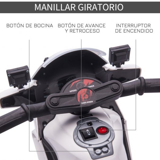 Homcom Moto Eléctrica de Policía con Faros Blanca