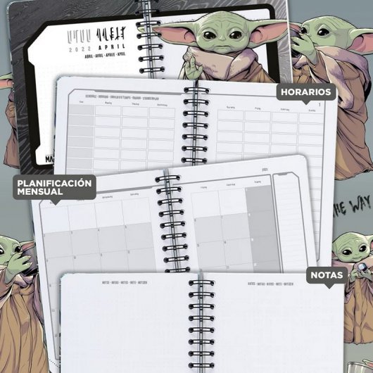 Erik Agenda Escolar 2021/2022 Mediana Día Página Star Wars The Mandalorian