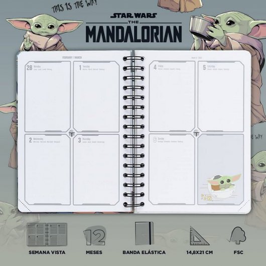 Erik Agenda Escolar 2021/2022 Mediana Día Página Star Wars The Mandalorian