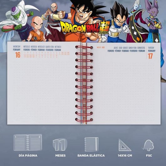 Agenda scolaire 2021/2022 d'Erik Editores Page Dragon Ball de jour moyen