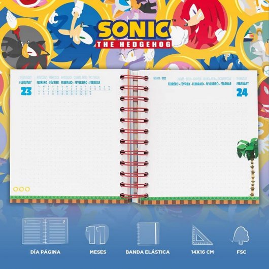 Erik Agenda Escolar 2021/2022 Mediana Día Página Sonic