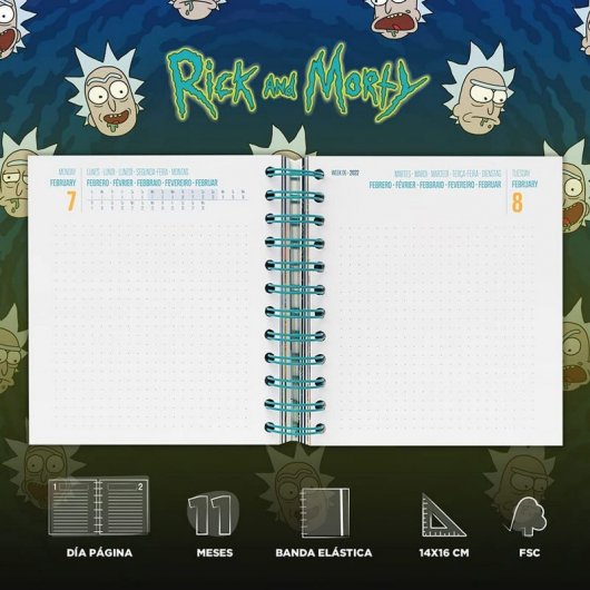 Erik Agenda Escolar 2021/2022 Mediana Día Página Rick & Morty
