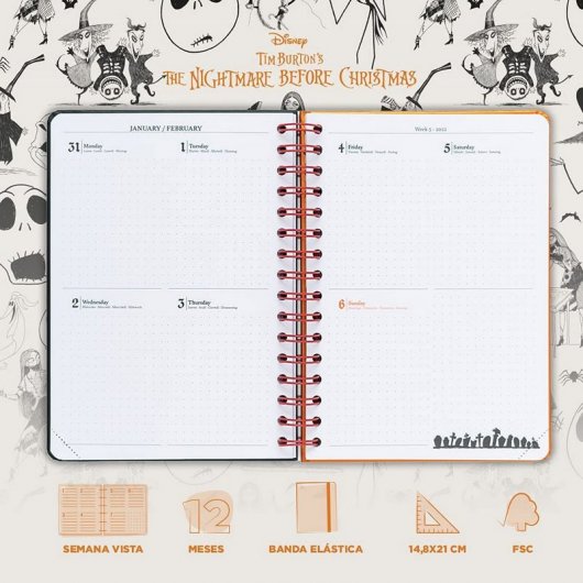 Agenda scolaire Erik 2021/2022 A5, vue semaine, L'Étrange Noël de Monsieur Jack