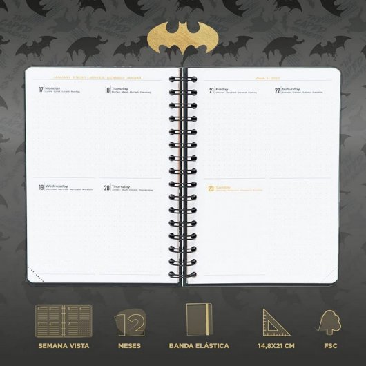 Erik Agenda Escolar 2021/2022 A5 Semana Vista Batman