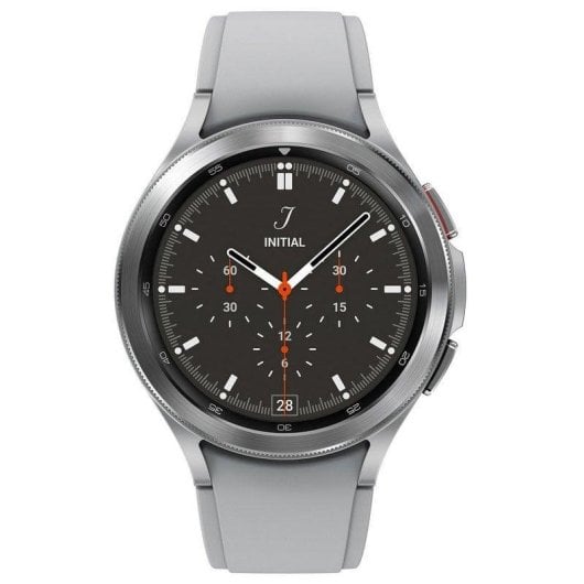 Samsung Galaxy Watch4 Classic Bluetooth GPS NFC 46mm Super AMOLED Argent Taille Unique Étanche IP68 SpO2 Pulsomètre