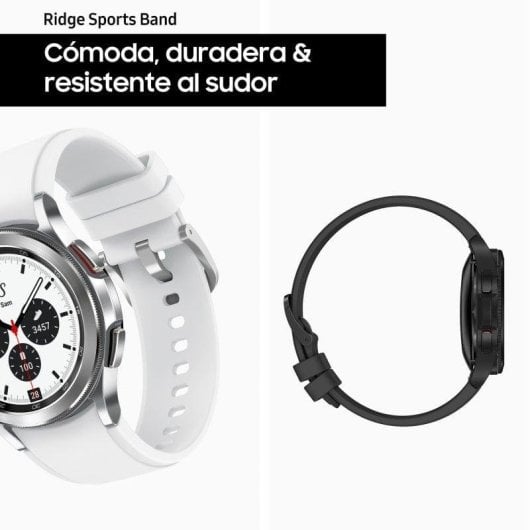 Samsung Galaxy Watch4 Classic Bluetooth GPS NFC 46mm Super AMOLED Argent Taille Unique Étanche IP68 SpO2 Pulsomètre