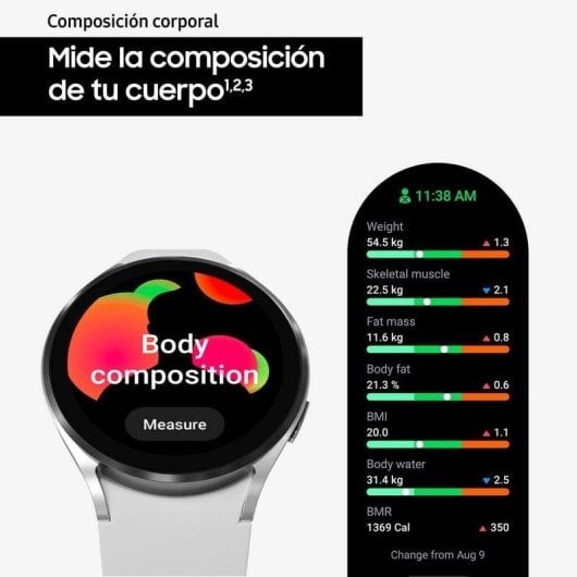 Samsung Galaxy Watch4 Bluetooth GPS NFC 44mm Super AMOLED Preto Resistente à Água 5ATM IP68