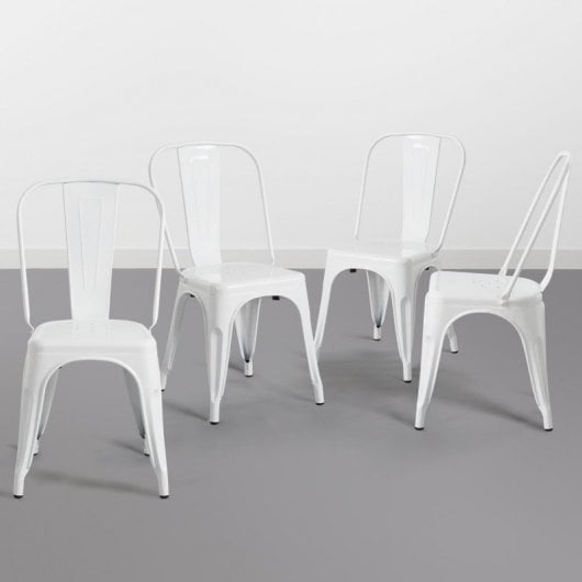 Thinia Home Strong Pack 4 Sillas Industriales Blancas