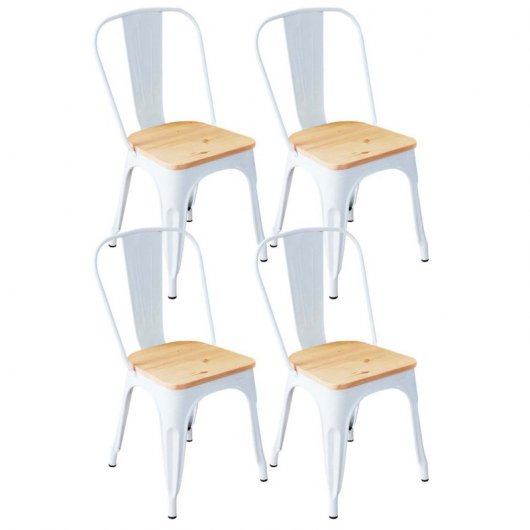 Thinia Home Strong Pack 4 Sillas Industriales Blanco/Madera