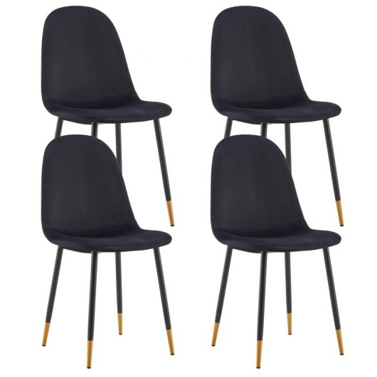 Thinia Home Lonche Pack 4 Sillas de Comedor Terciopelo Negro
