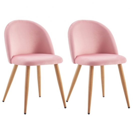 Thinia Home Fuchs Pack 2 Sillas de Comedor Respaldo Bajo Terciopelo Rosa