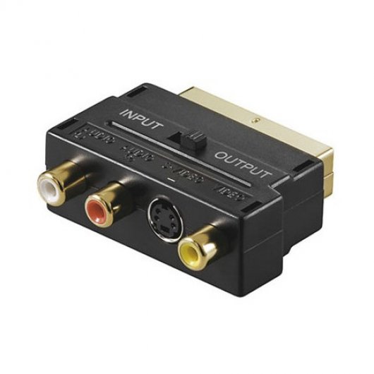 Adaptador Euroconector a 3xRCA Hembra + SVHS 4Pines Hembra