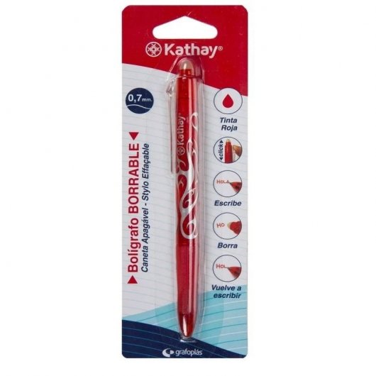 Kathay Bolígrafo Tinta de Gel Borrable 0.7mm Rojo
