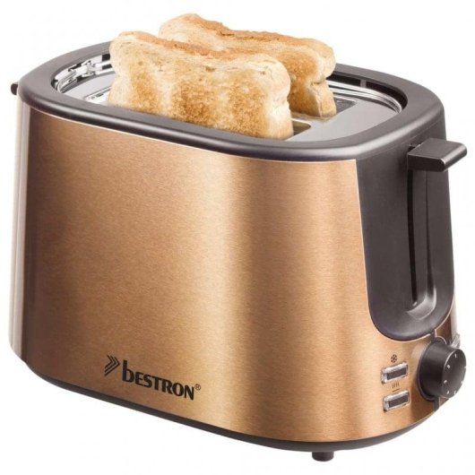 Toaster Bestron ATS1000CO 2 Schlitze 1000 W 7 Bräunungsstufen Krümelschublade Kupfer